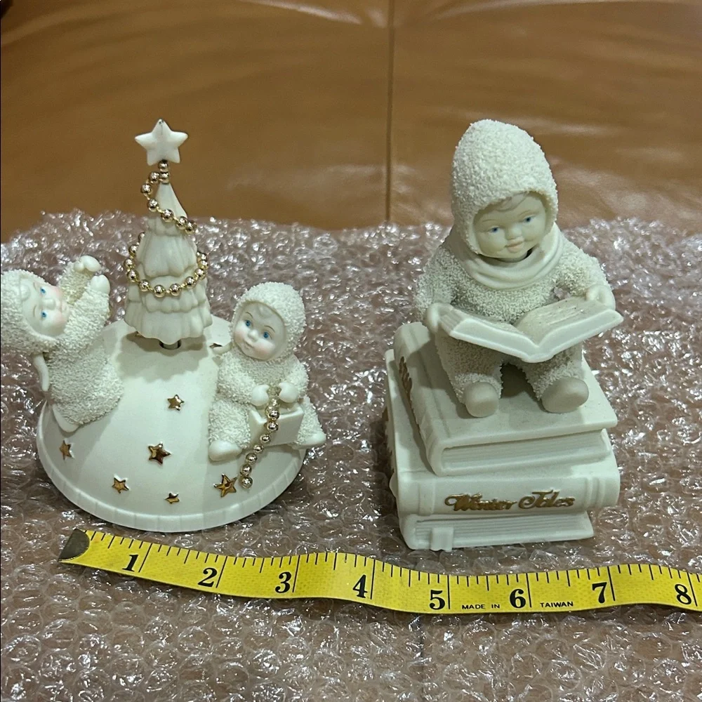 2 Music boxes snow babies. Winter Figurine music boxes Set. - Picture 4 of 6